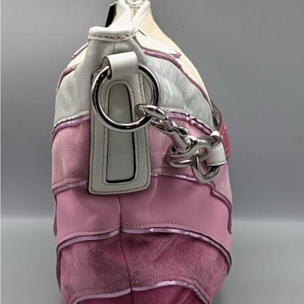 Coach 2005 Pink, Silver, & Cream Chevron Shoulder Bag Set - LIKE NEW! - Picture 4 of 6